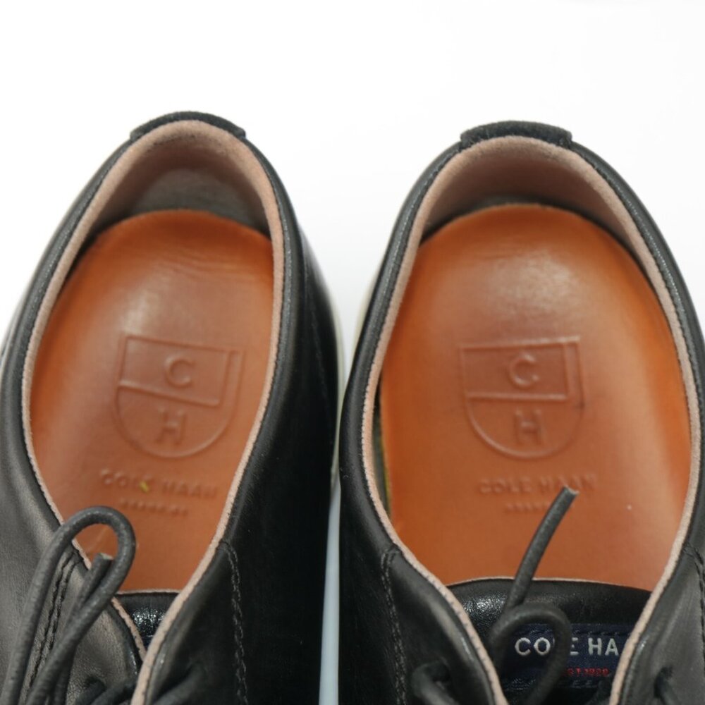 Cole Haan Mens Trafton Sneaker Size 10 Black Leather Lace Up Casual Shoe Low Top - Picture 10 of 11